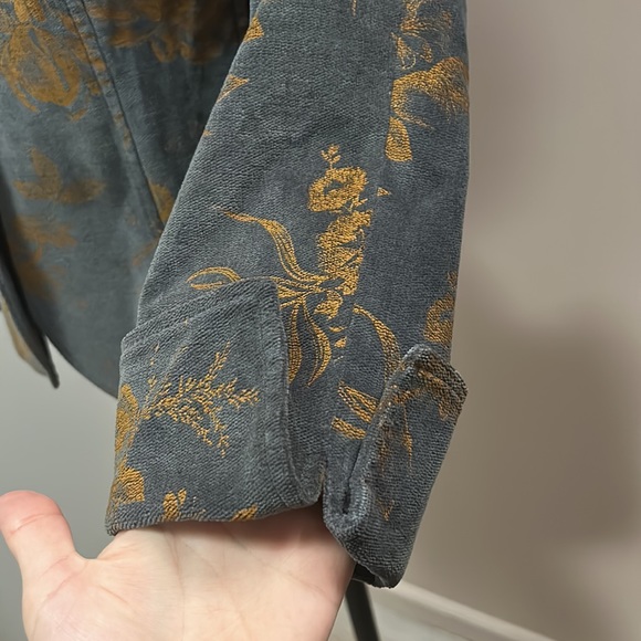 Tiempo Moda Women’s Single Breasted Gray Floral Velvet Blazer size 42 - Picture 7 of 11